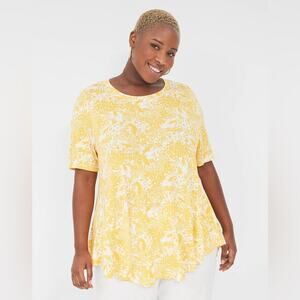 Lane Bryant Womens Max Swing Perfect Sleeve Crew-Neck T-Shirt floral plus size